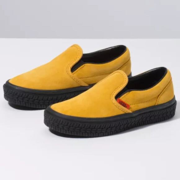 Vans Unisex Kids Classic Slip-On Shoe RB Construction Mango/Black 12.5K NWT - Picture 2 of 10